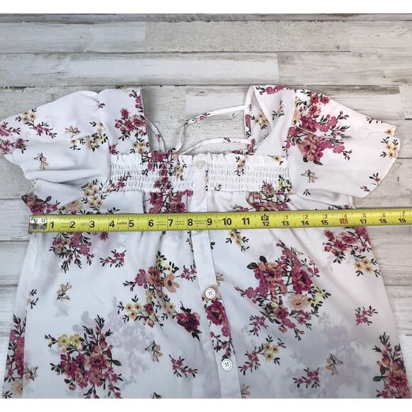 No Boundaries Juniors Smocked Front Square Neck Woven Top Sz M(7-9) Cottage Boho - Picture 6 of 7